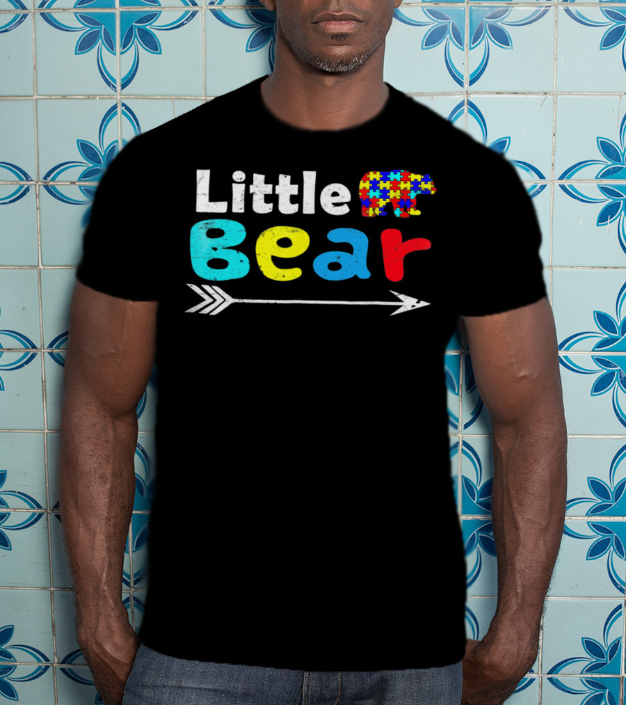 Little Bear Autism Awareness Puzzle Pattern Arrow T-Shirt