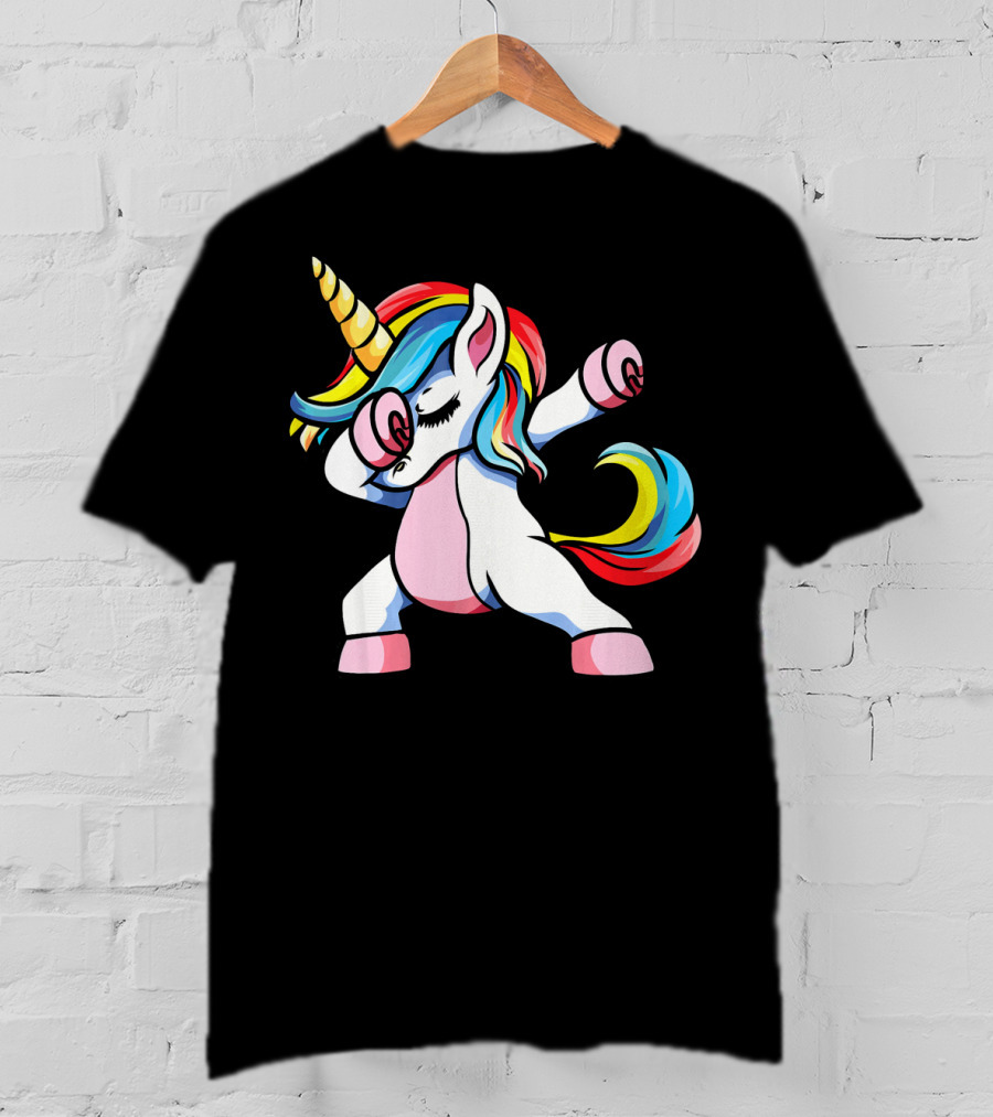 Autism Awareness Dabbing Unicorn Rainbow Mane T-Shirt