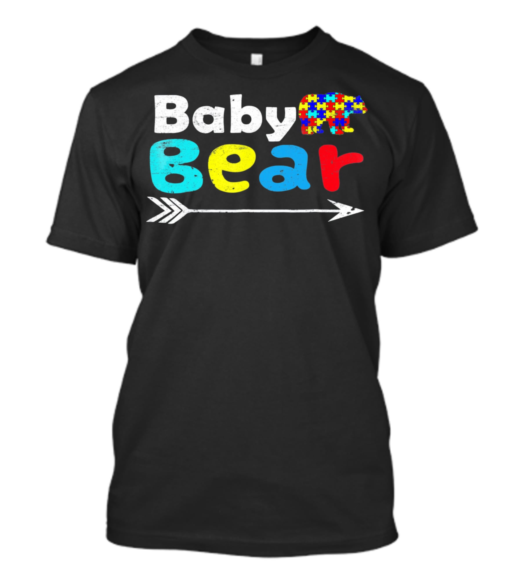 Baby Bear Autism Awareness Puzzle Pattern With Arrow T-Shirt