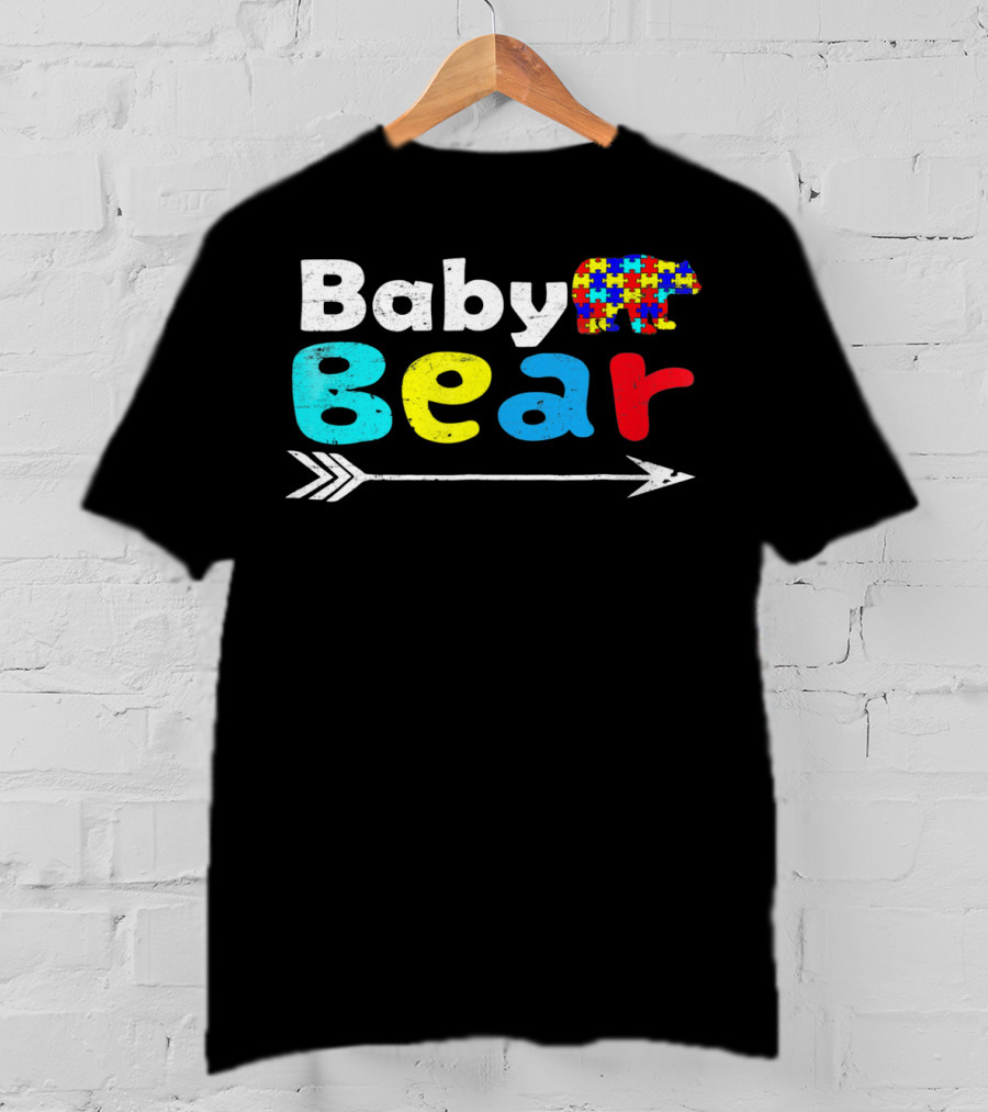 Baby Bear Autism Awareness Puzzle Pattern With Arrow T-Shirt