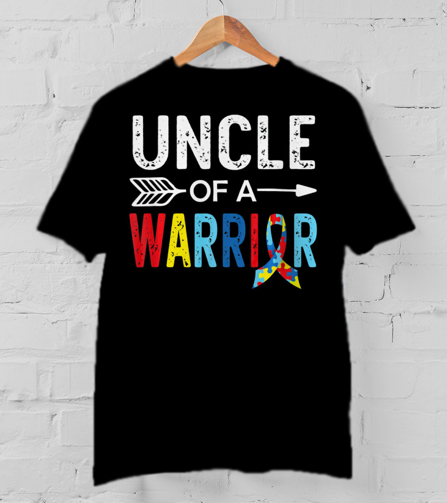 Uncle Of A Warrior Puzzle Ribbon Autism Awareness T-Shirt