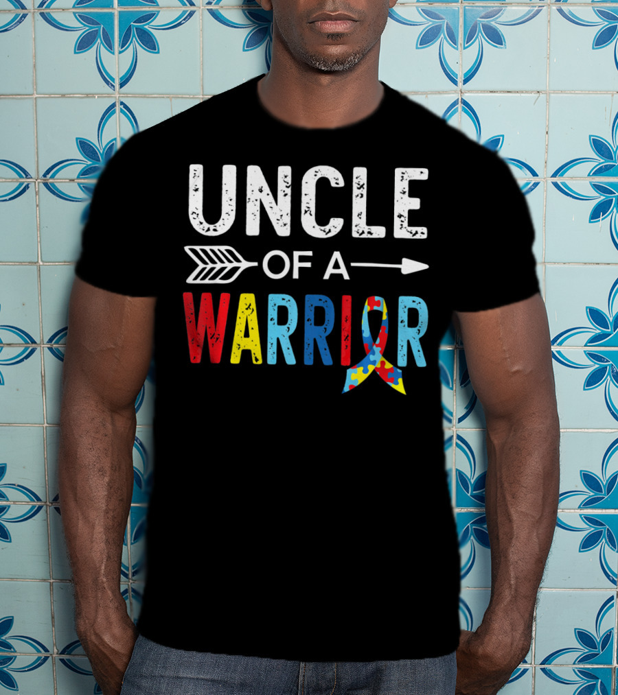 Uncle Of A Warrior Puzzle Ribbon Autism Awareness T-Shirt