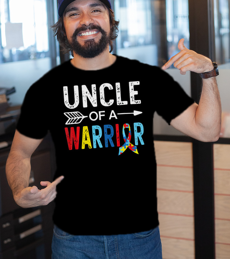 Uncle Of A Warrior Puzzle Ribbon Autism Awareness T-Shirt
