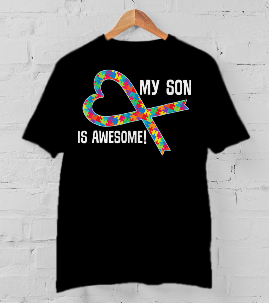 My Son Is Awesome Autism Awareness Puzzle T-Shirt