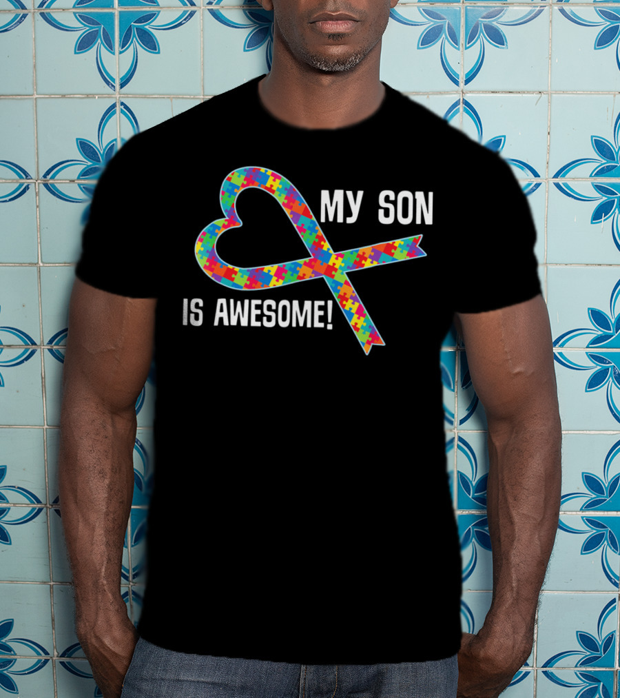 My Son Is Awesome Autism Awareness Puzzle T-Shirt