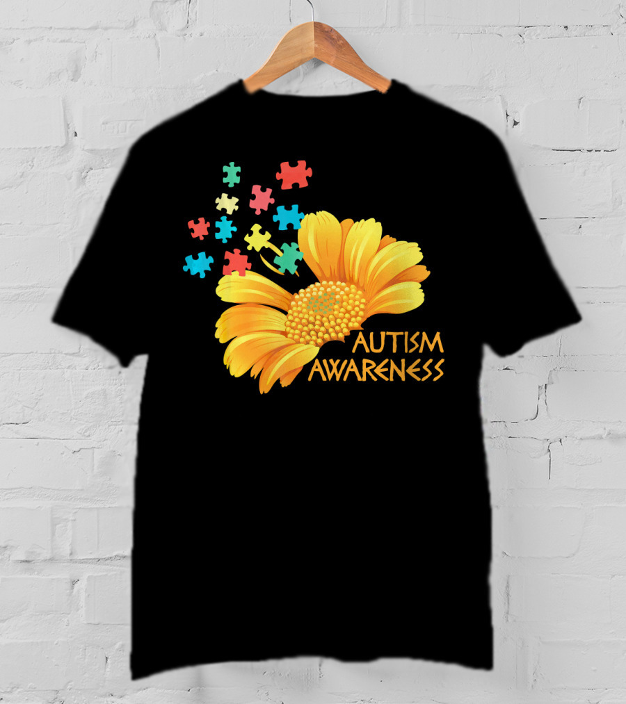 Sunflower Autism Awareness Puzzle Pieces T-Shirt