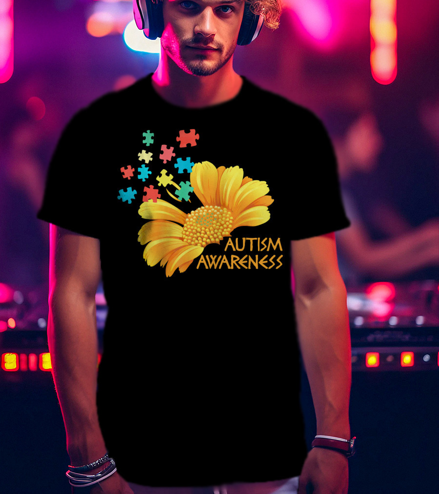 Sunflower Autism Awareness Puzzle Pieces T-Shirt