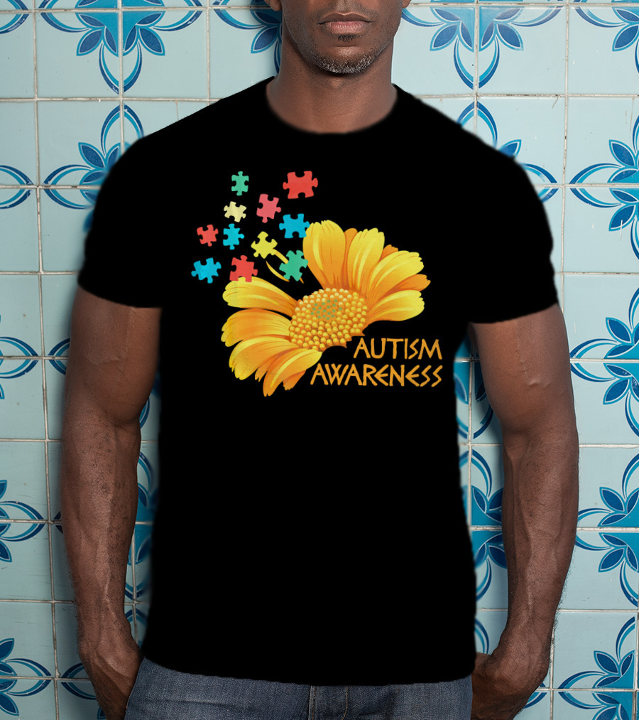 Sunflower Autism Awareness Puzzle Pieces T-Shirt