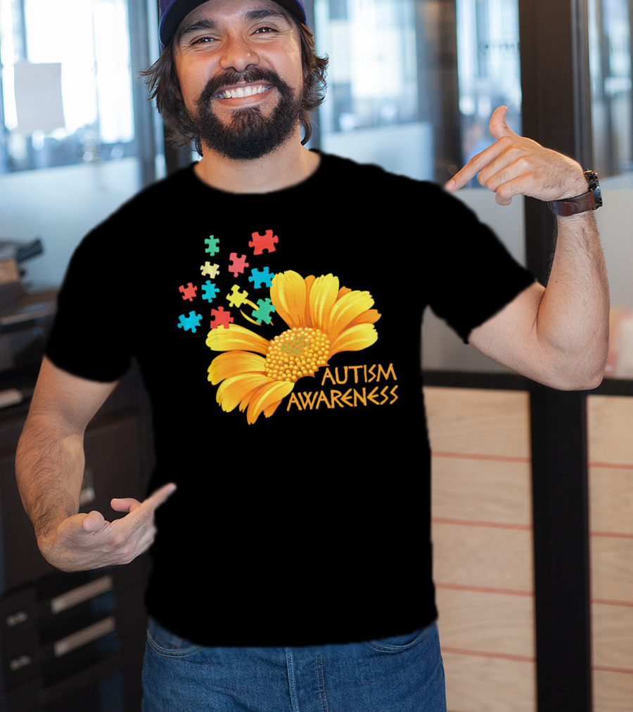 Sunflower Autism Awareness Puzzle Pieces T-Shirt