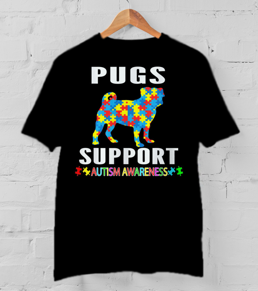 Pugs Support Autism Awareness Puzzle T-Shirt