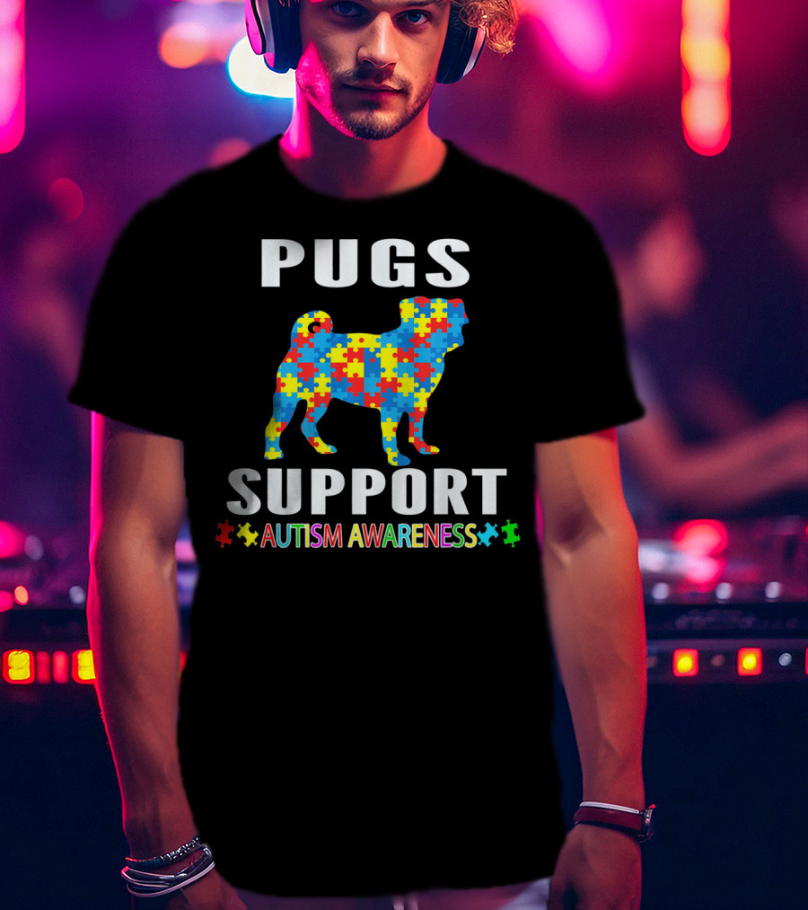 Pugs Support Autism Awareness Puzzle T-Shirt