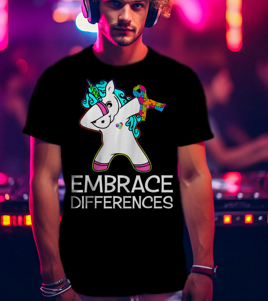 Embrace Differences Unicorn Autism Awareness Puzzle T-Shirt