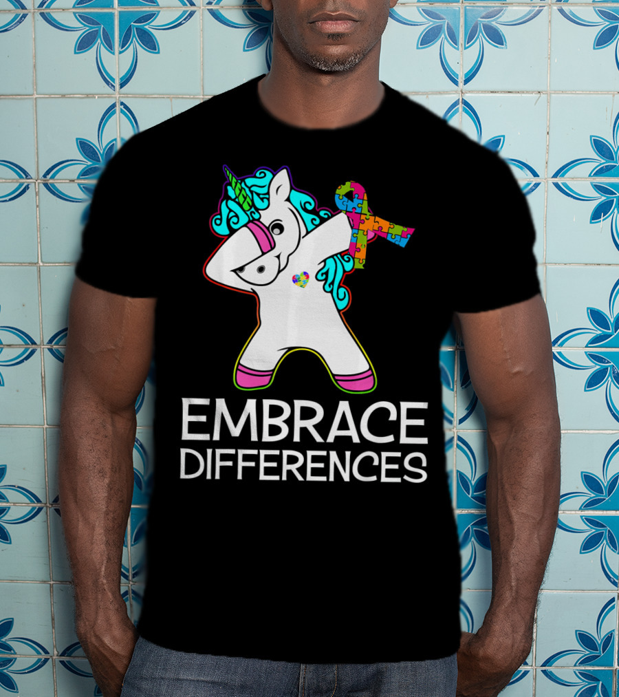 Embrace Differences Unicorn Autism Awareness Puzzle T-Shirt
