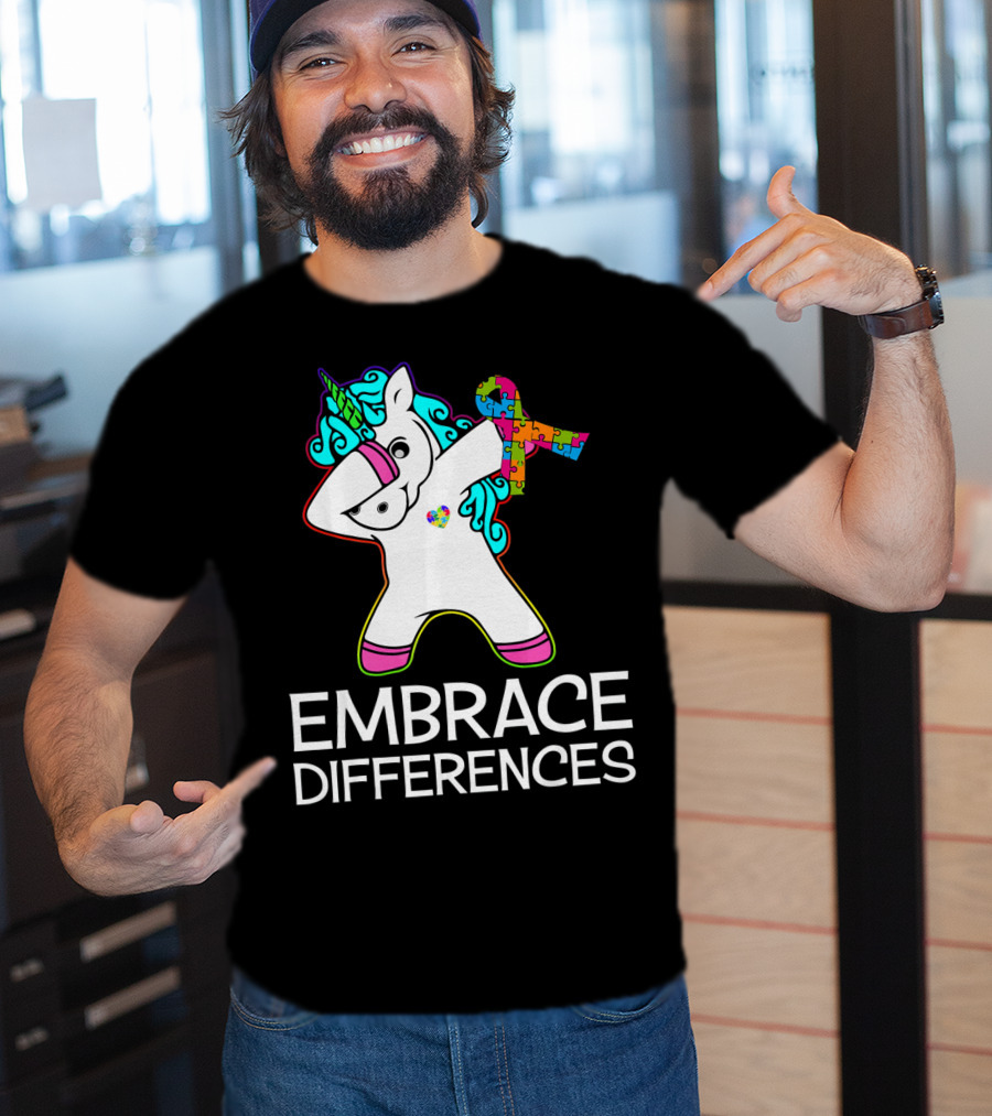 Embrace Differences Unicorn Autism Awareness Puzzle T-Shirt