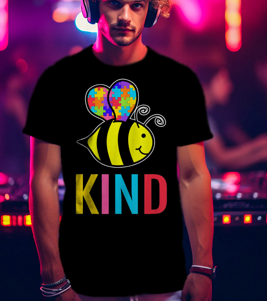 Autism Awareness Bee With Puzzle Wings KIND T-Shirt