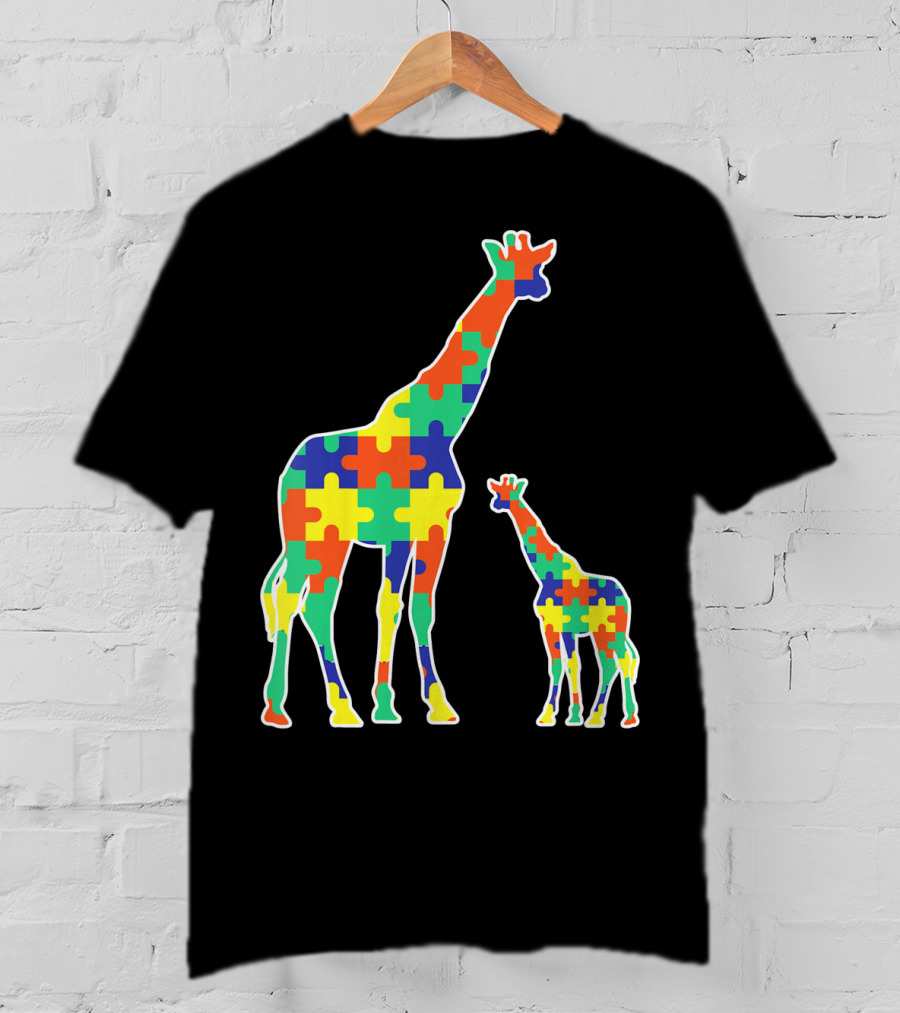 Kids Cute Autism Awareness Giraffes Puzzle T-Shirt
