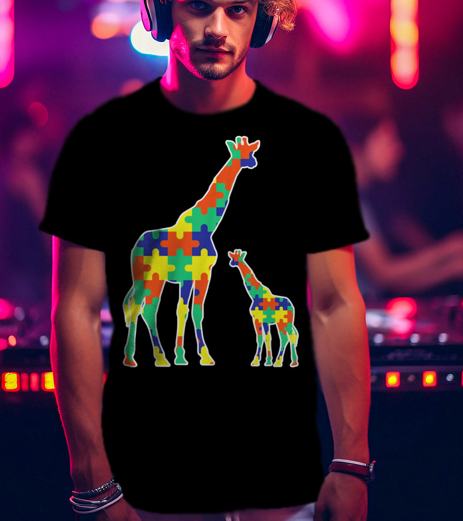 Kids Cute Autism Awareness Giraffes Puzzle T-Shirt