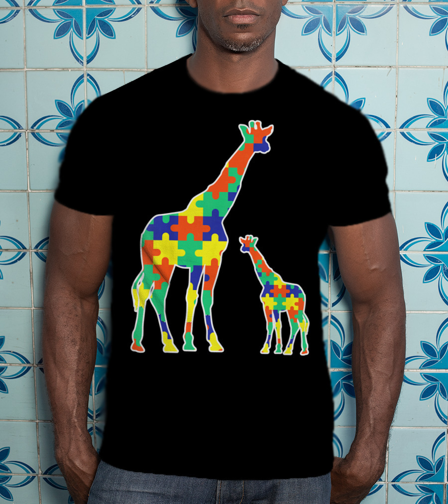 Kids Cute Autism Awareness Giraffes Puzzle T-Shirt