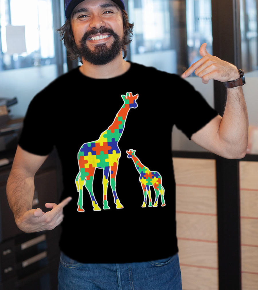 Kids Cute Autism Awareness Giraffes Puzzle T-Shirt