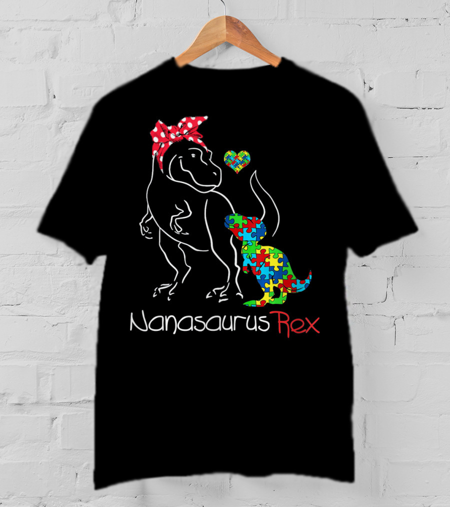 Nanasaurus Rex Dinosaur Autism Puzzle Heart T-Shirt