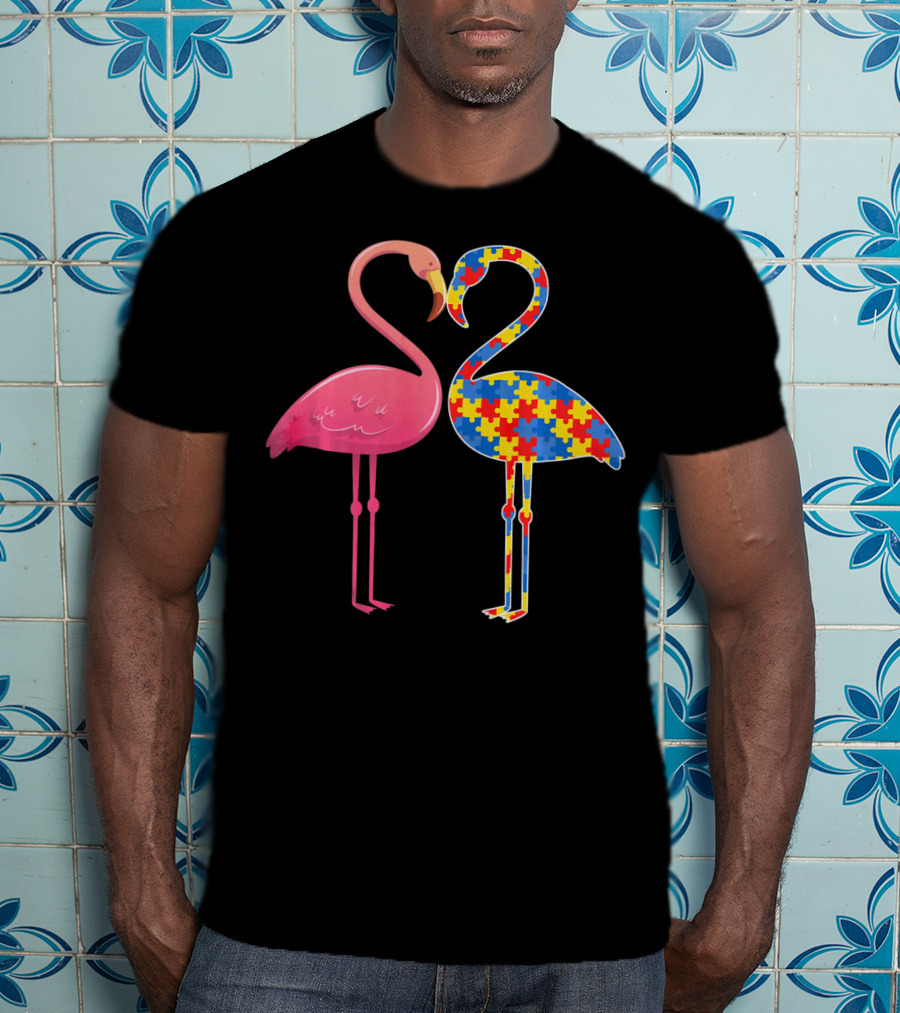 Flamingo Puzzle Autism Awareness T-Shirt