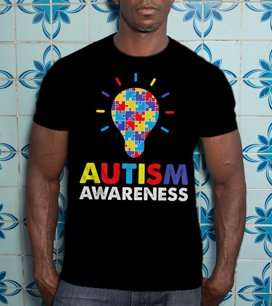 Autism Awareness Puzzle Piece Light Bulb Special Needs T-Shirt