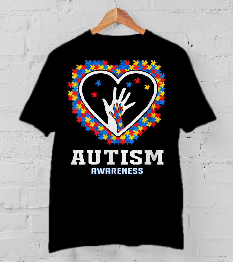 Autism Awareness Heart Puzzle Hands T-Shirt