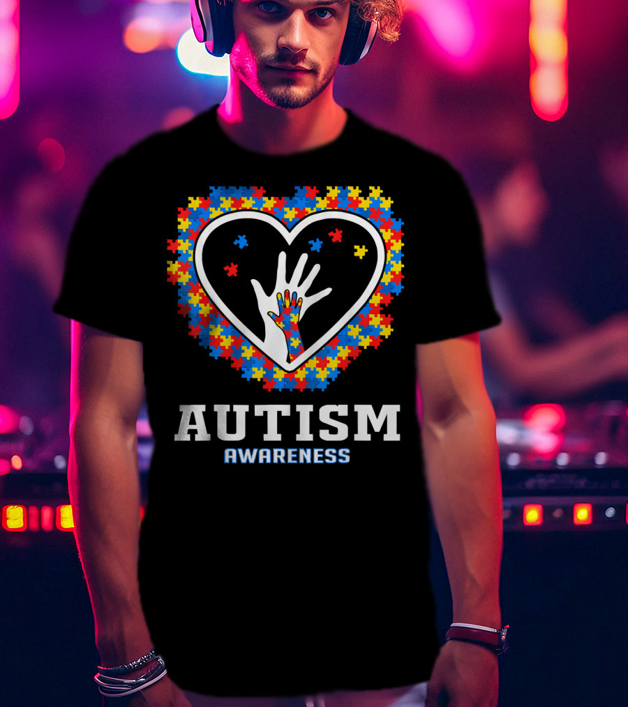 Autism Awareness Heart Puzzle Hands T-Shirt
