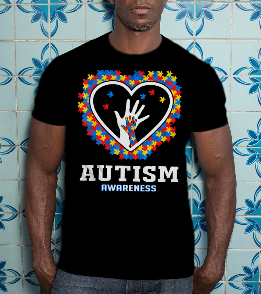 Autism Awareness Heart Puzzle Hands T-Shirt