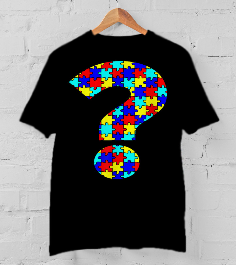 Puzzled Question Mark Autism Awareness Puzzle Piece T-Shirt