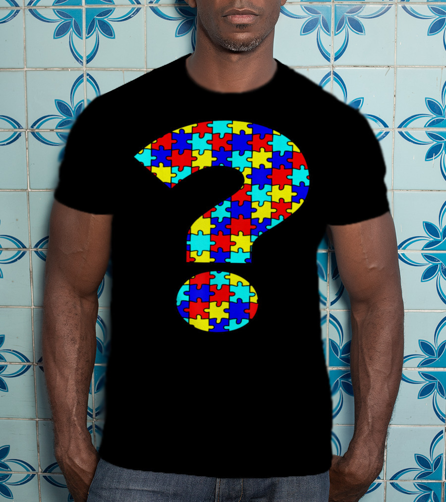 Puzzled Question Mark Autism Awareness Puzzle Piece T-Shirt