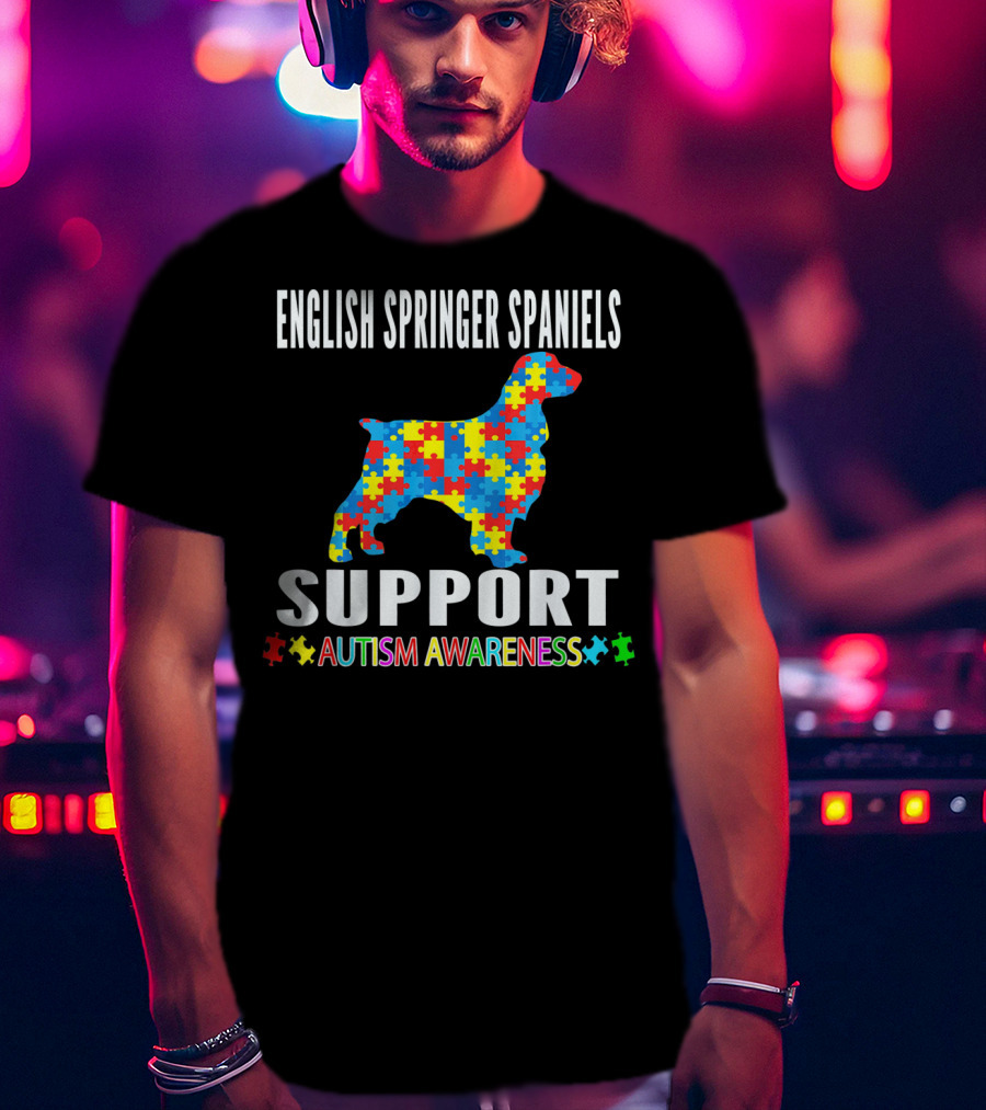 English Springer Spaniels Support Autism Awareness T-Shirt