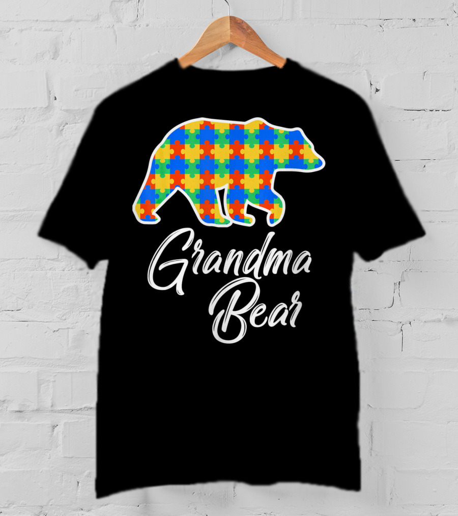 Grandma Bear Autism Puzzle Awareness T-Shirt