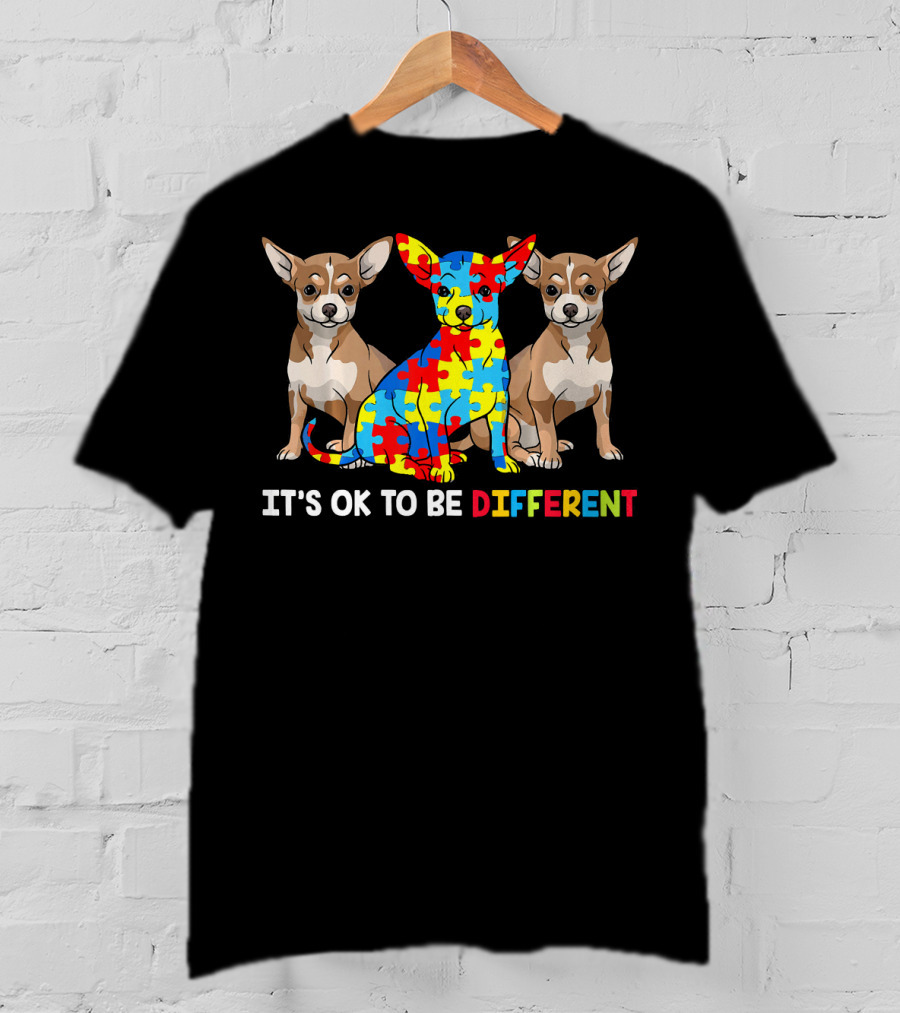It's OK To Be Different Chihuahua Autism Puzzle T-Shirt