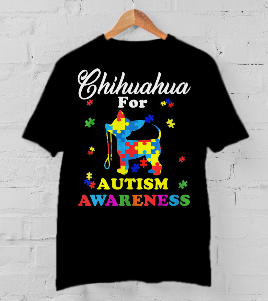 Chihuahua For Autism Awareness Puzzle Pattern Dog T-Shirt