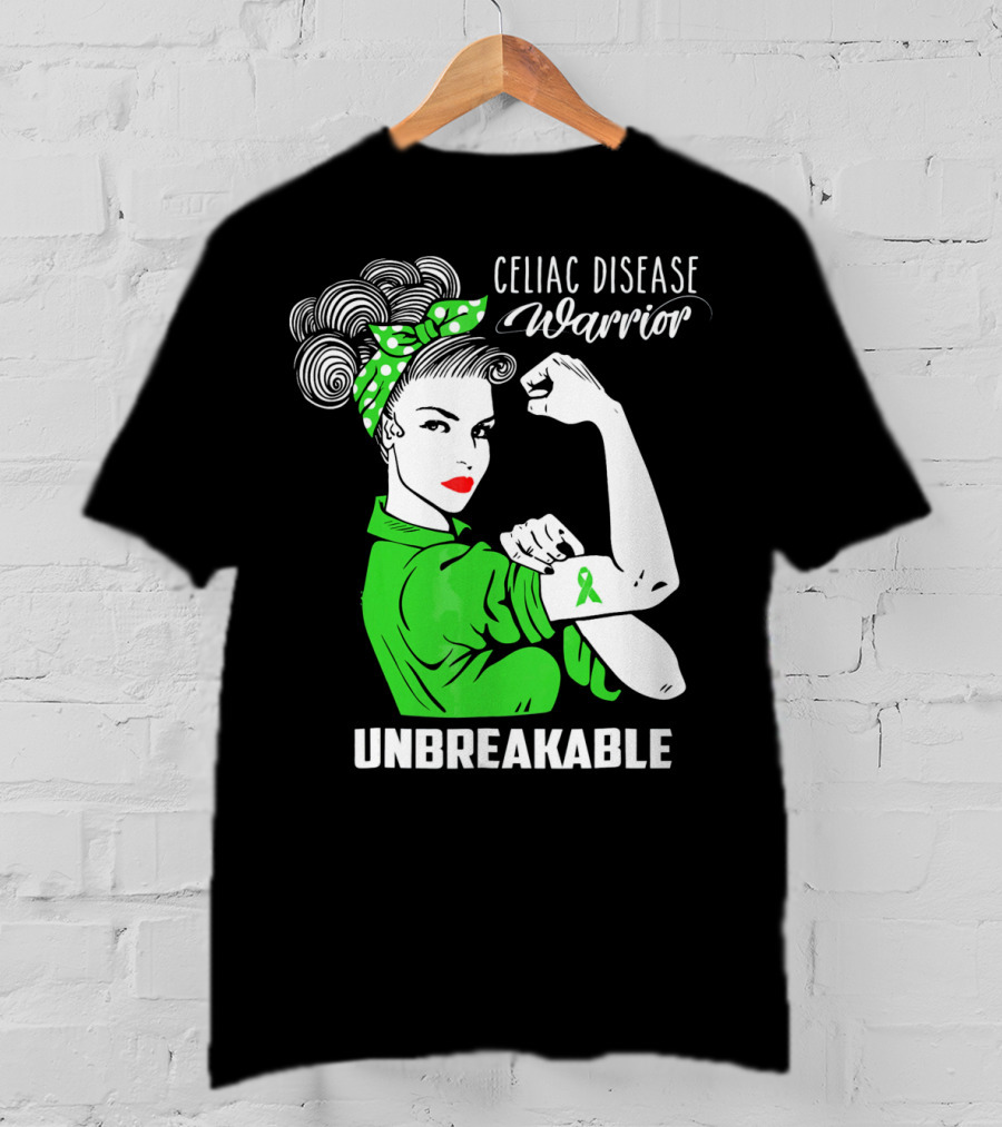 Celiac Disease Warrior Unbreakable Rosie The Riveter T-Shirt
