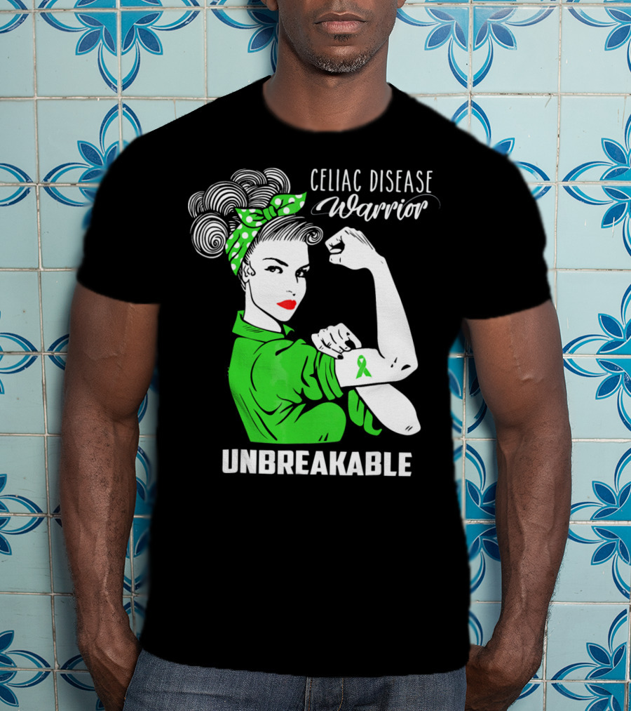 Celiac Disease Warrior Unbreakable Rosie The Riveter T-Shirt