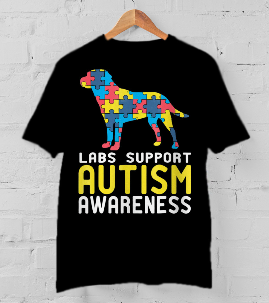 Labs Support Autism Awareness Puzzle Labrador T-Shirt