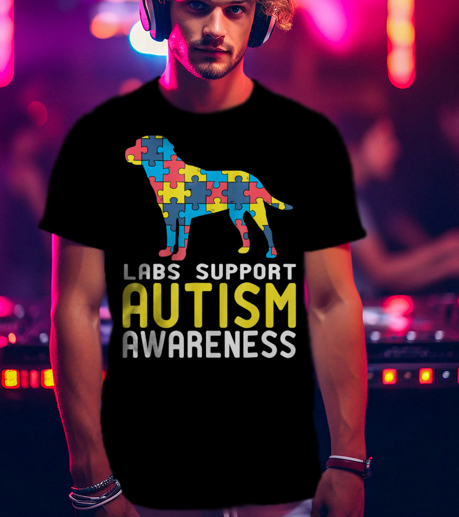 Labs Support Autism Awareness Puzzle Labrador T-Shirt