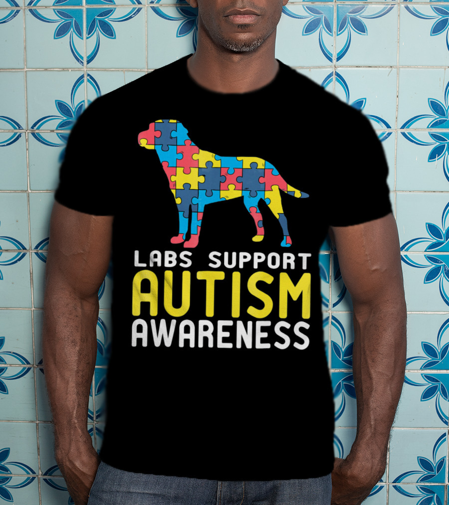 Labs Support Autism Awareness Puzzle Labrador T-Shirt