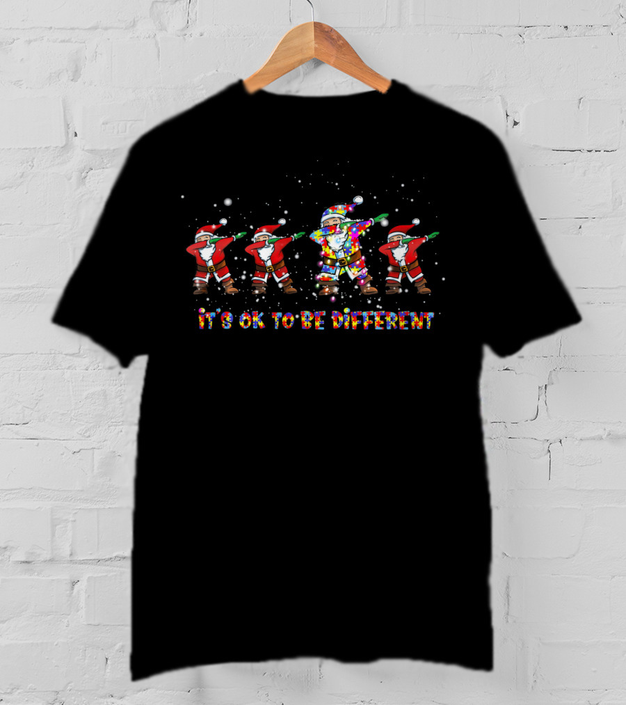Santa Dabbing It's OK To Be Different Colorful Christmas T-Shirt