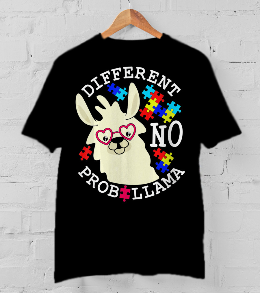 Different No Probllama Autism Awareness T-Shirt