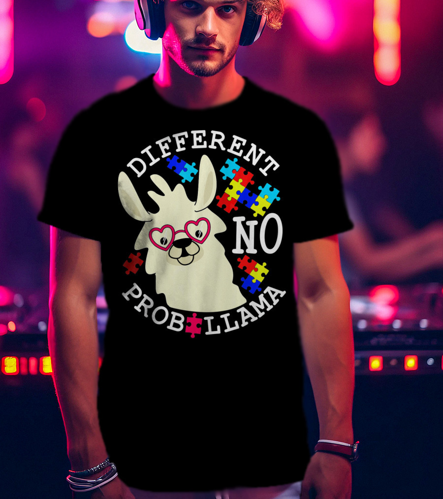 Different No Probllama Autism Awareness T-Shirt