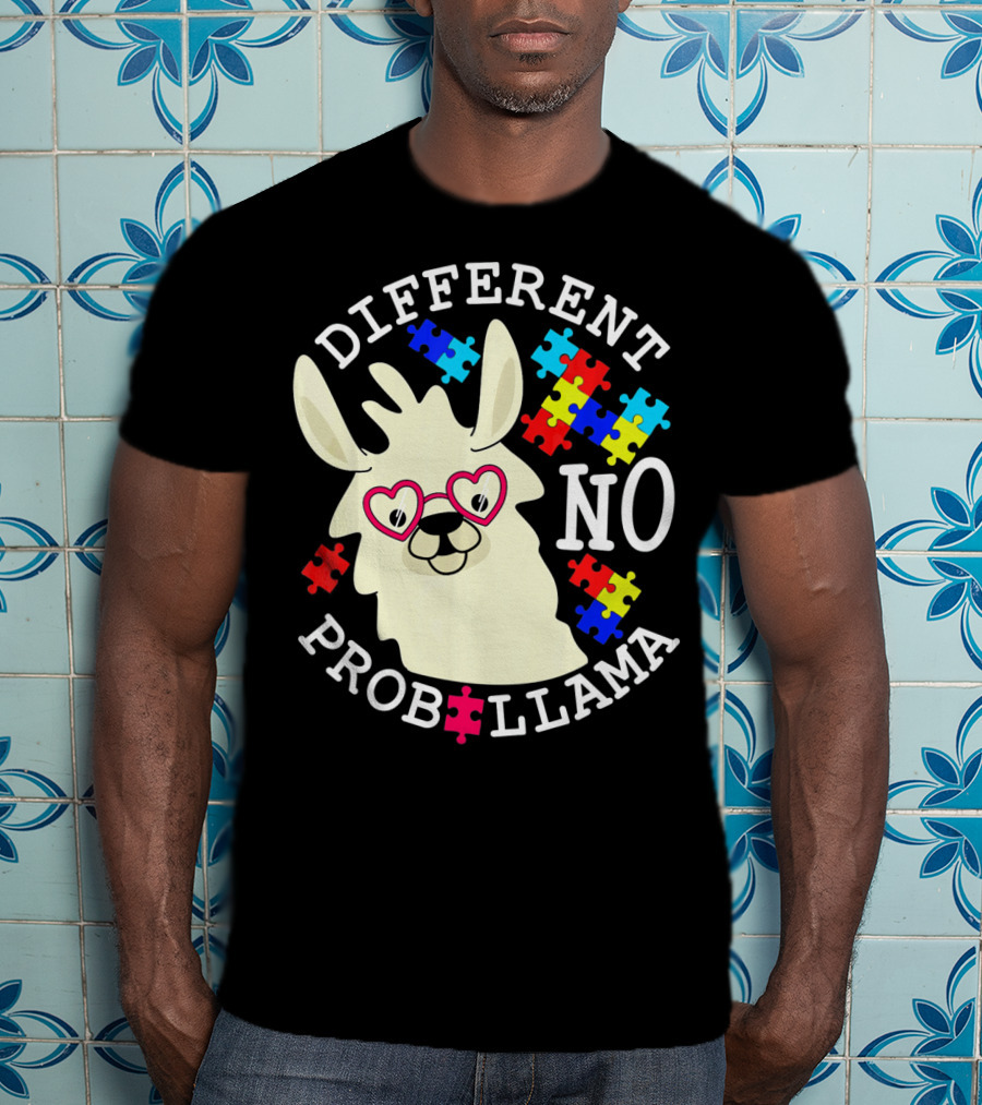Different No Probllama Autism Awareness T-Shirt