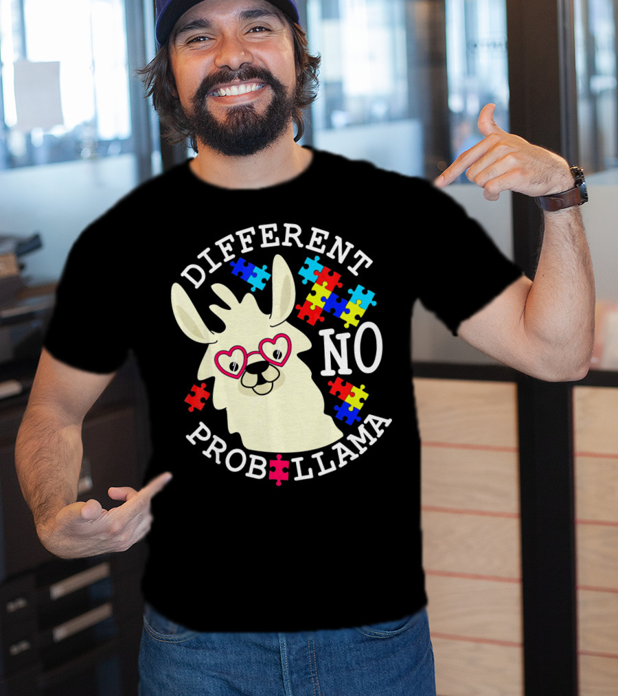 Different No Probllama Autism Awareness T-Shirt
