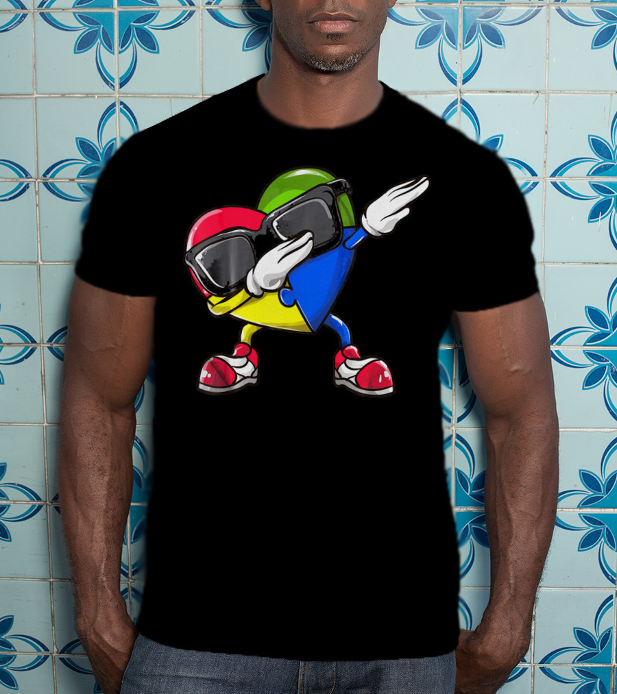 Autism Awareness Dabbing Heart Puzzle Sunglasses Sneakers T-Shirt