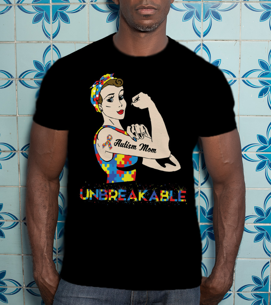 Unbreakable Autism Mom Puzzle Piece Awareness T-Shirt