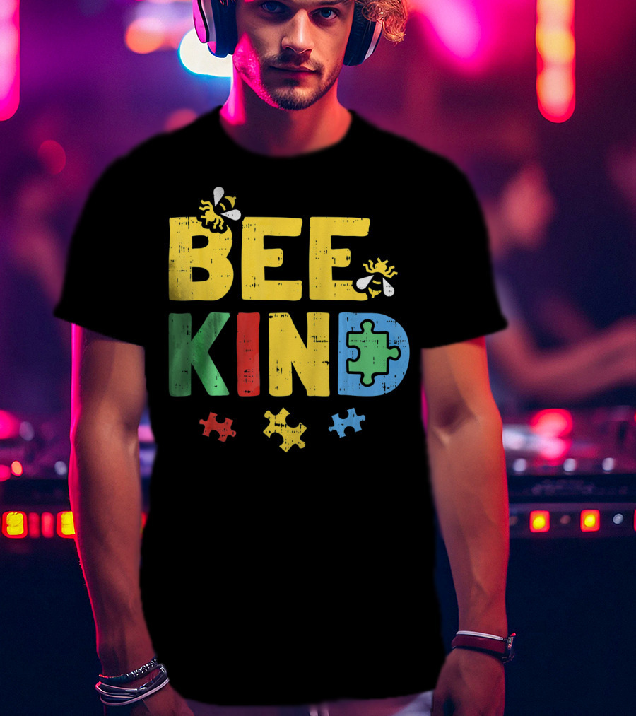 BEE KIND Puzzle Autism Awareness Bees T-Shirt
