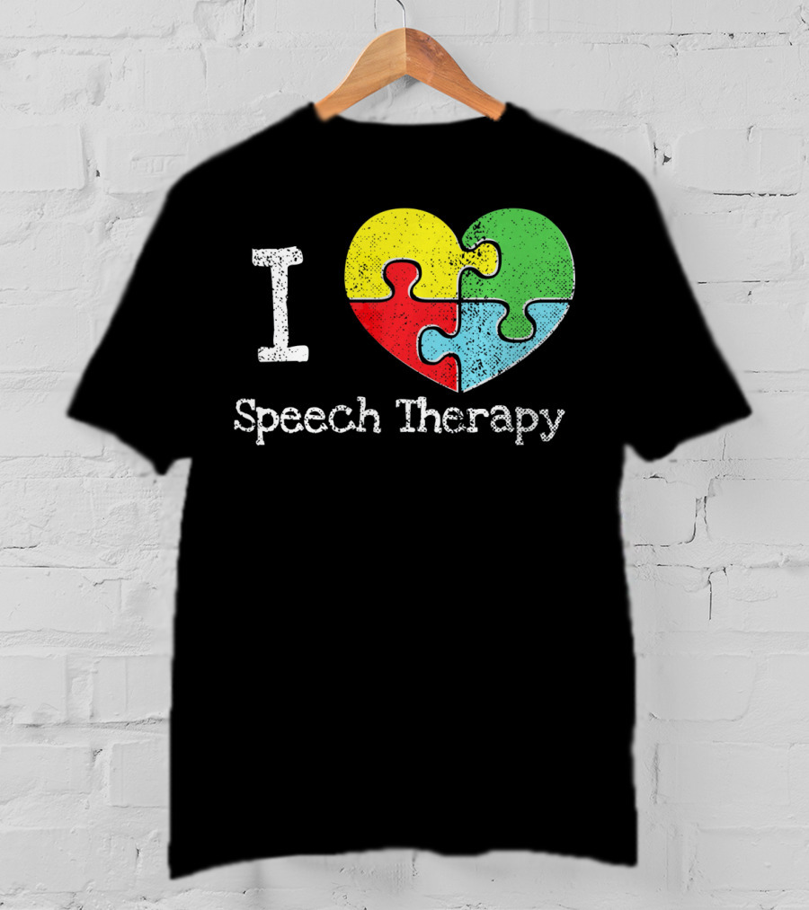 I Heart Speech Therapy Puzzle Autism Awareness T-Shirt