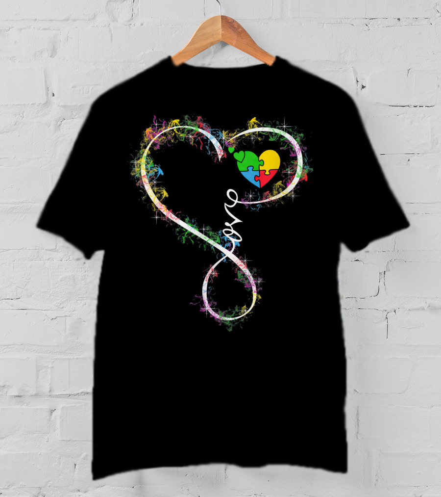 Kids Love Colorful Puzzle Heart Autism Awareness T-Shirt